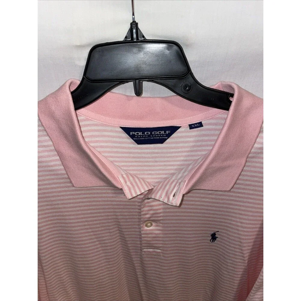 Polo Ralph Lauren Men’s Golf Shirt Size 2XL Pink Striped Athleisure Tennis
